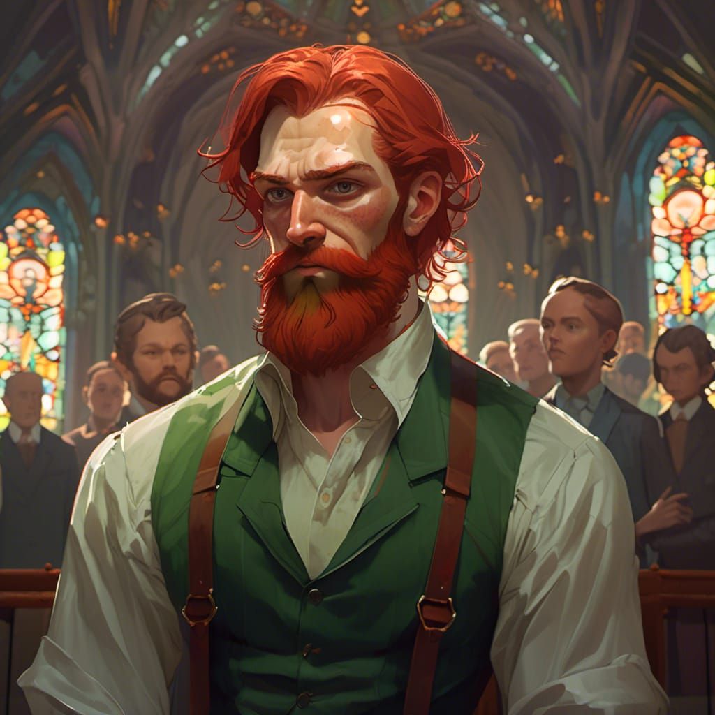 Regretful Reverend Portrait in Anime Style