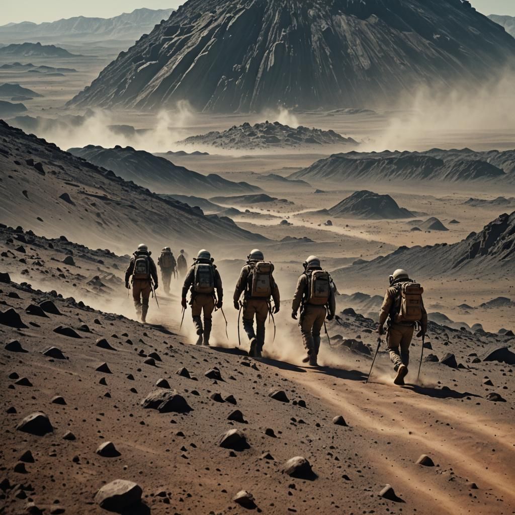 Asteroid Tomb Exploration: Cinematic Film Still