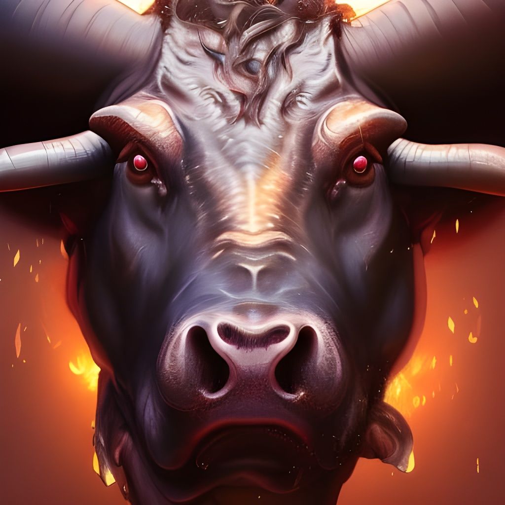 Demonic Bull Portrait in Hyperdetailed Style