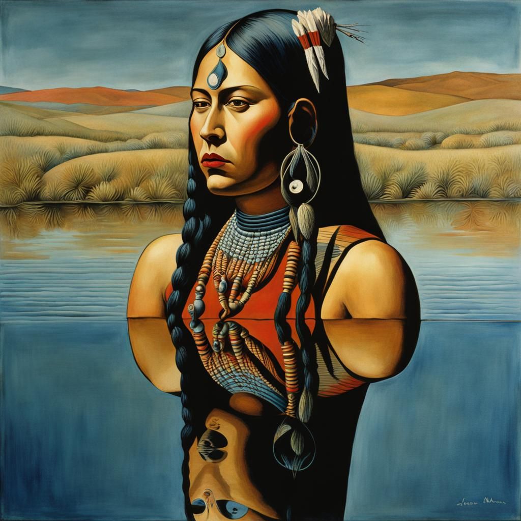 Native American  seeing  reflection of self in  water   Je m...
