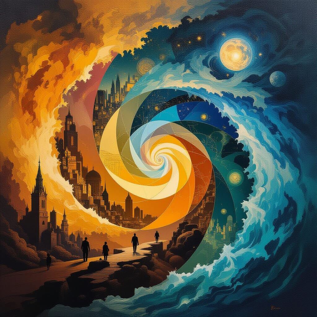 Surreal Vortex of Time Oil Painting