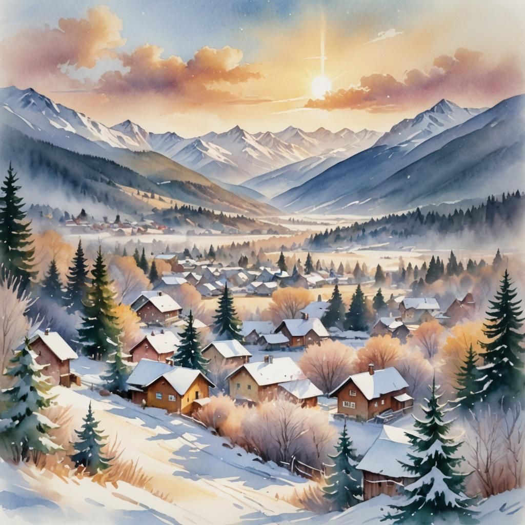 Christmas Day in Snowy Mountain Village