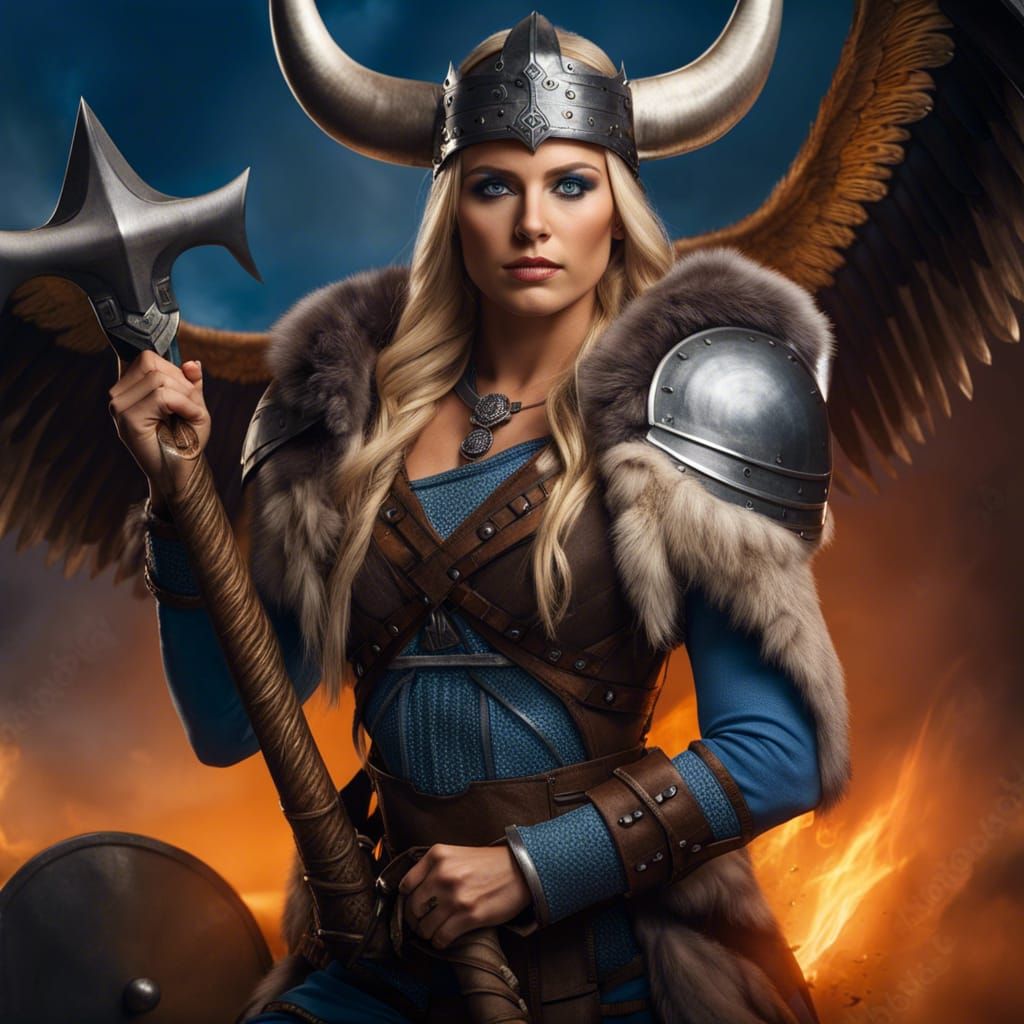 Viking Valkyrie Portrait in Hyperrealism