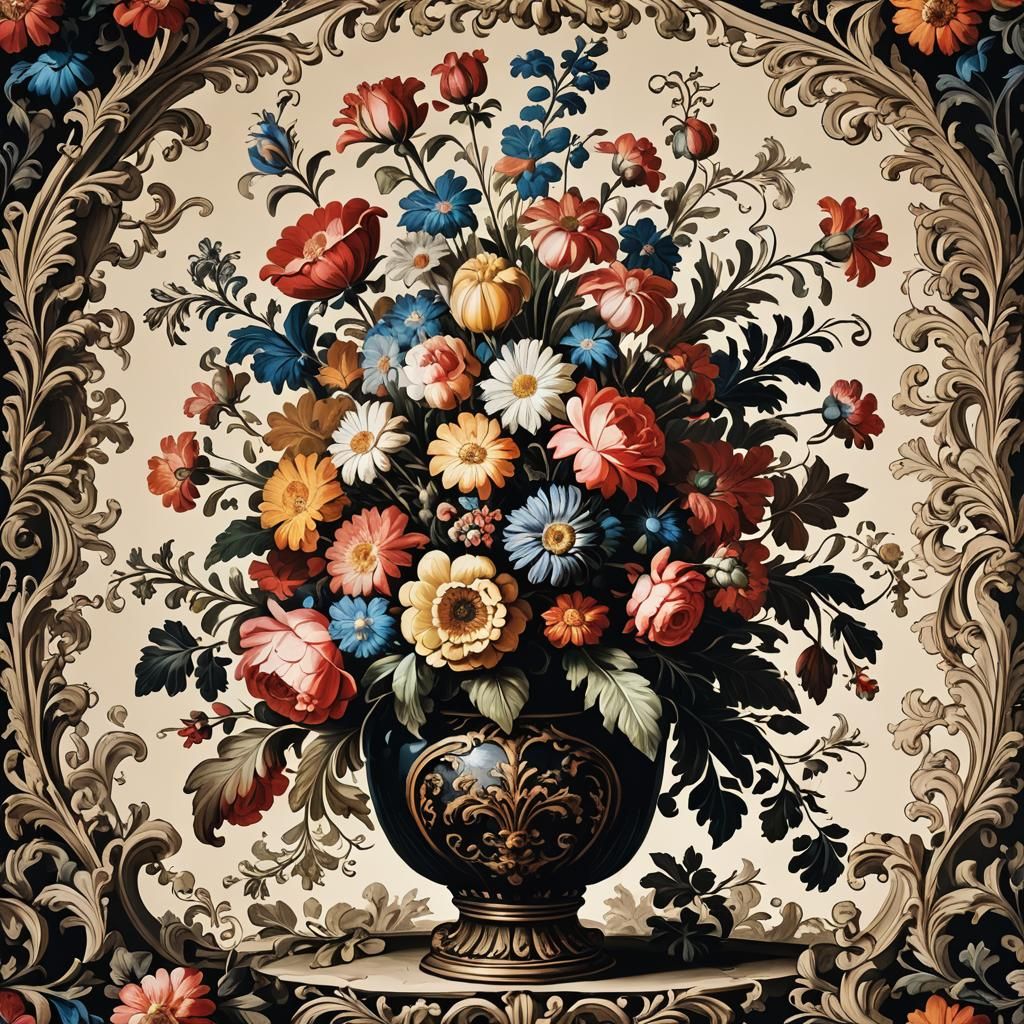 Baroque Gothic Floral Bouquet in Contrasting Colors