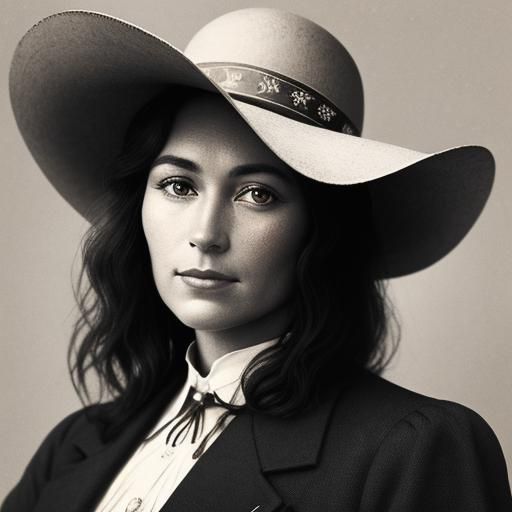 Rodeo Cowgirl Portrait in Retro Black and White