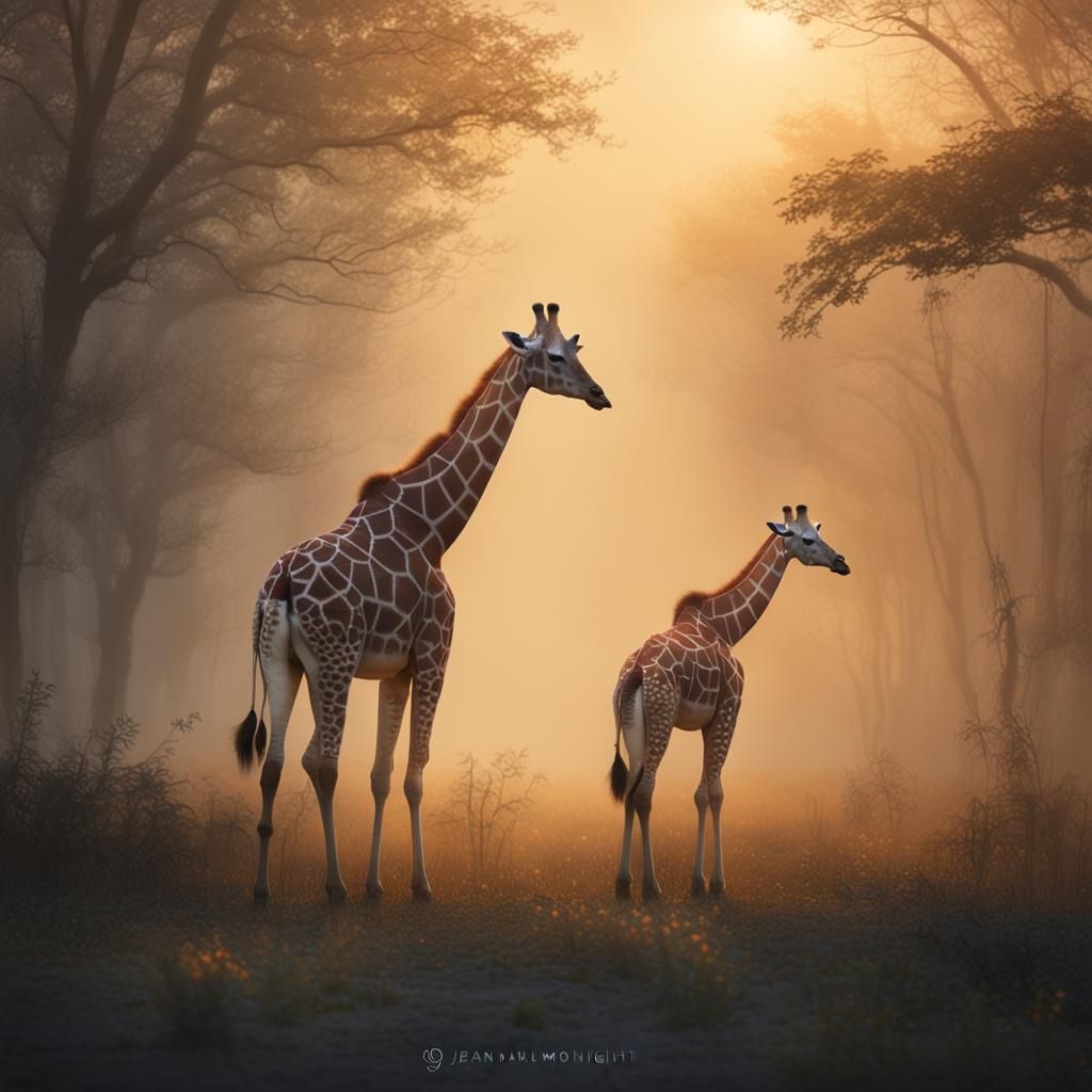 Giraffe in Dense Fog: Dreamlike Isolation
