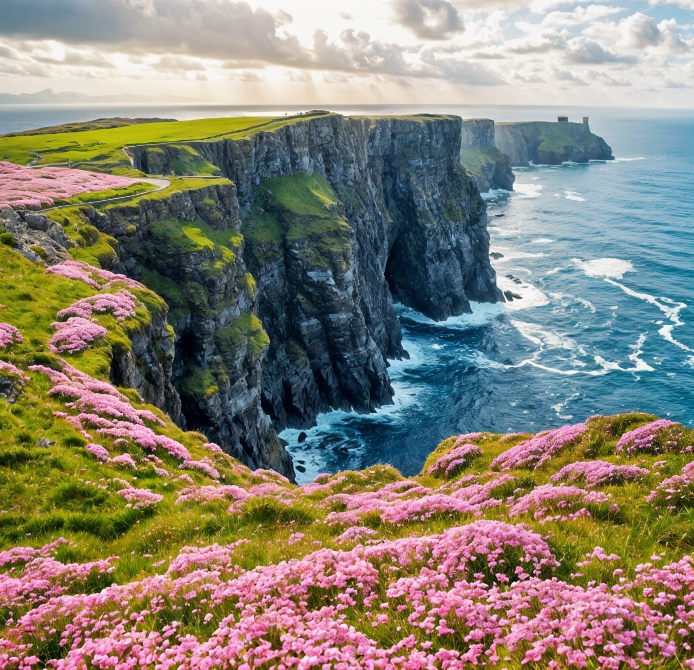 Drifts of Sea Thrift on the Cliffs of Moher