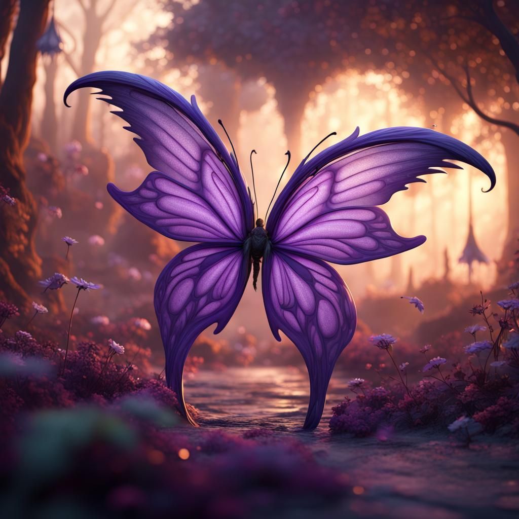 Detailed Purple Fairy Wings in Fantasy Art Style