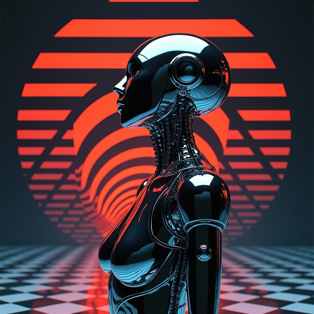 Futuristic Death Metal Album Cover with Kinetic Patterns