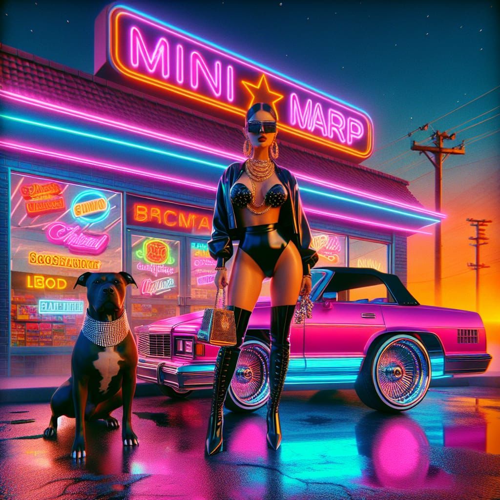 Vibrant Summer Rap Album Cover with Neon Lowrider