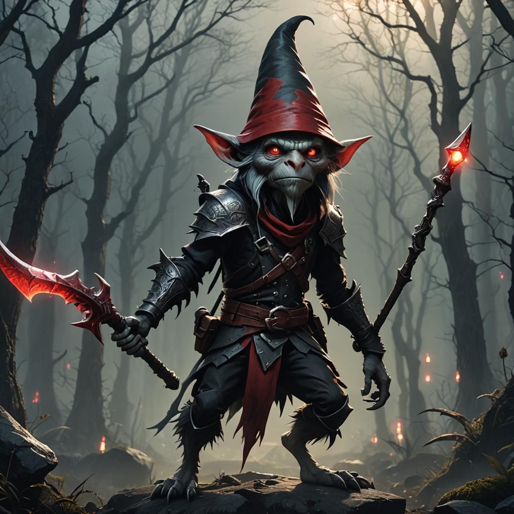 Goblin Creature with Sickles, Anime-Inspired 3D Art