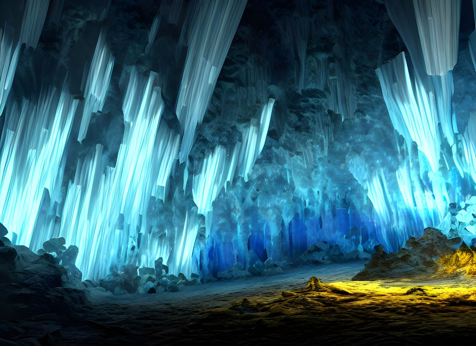 Epic Crystal Cave: Cinematic Iridescent Panorama