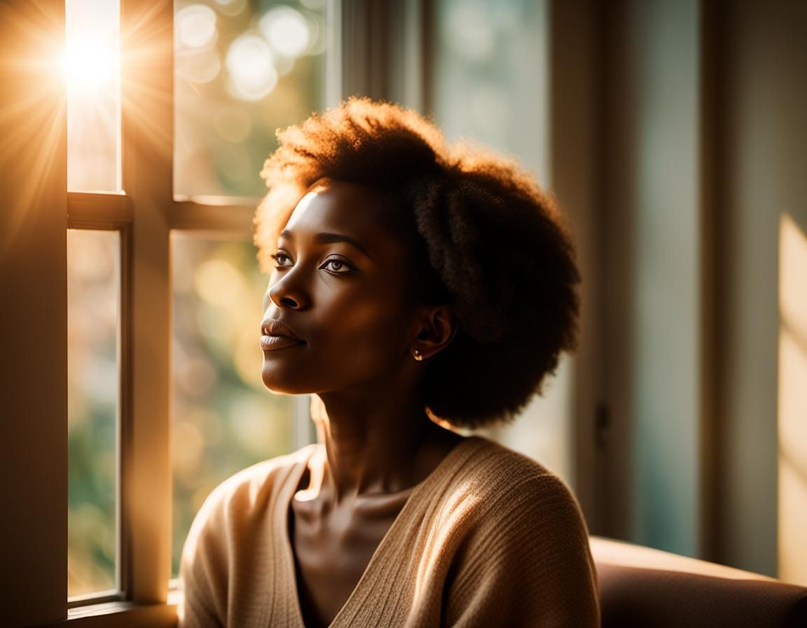 Black Woman Portrait in Morning Light, Photography Style
