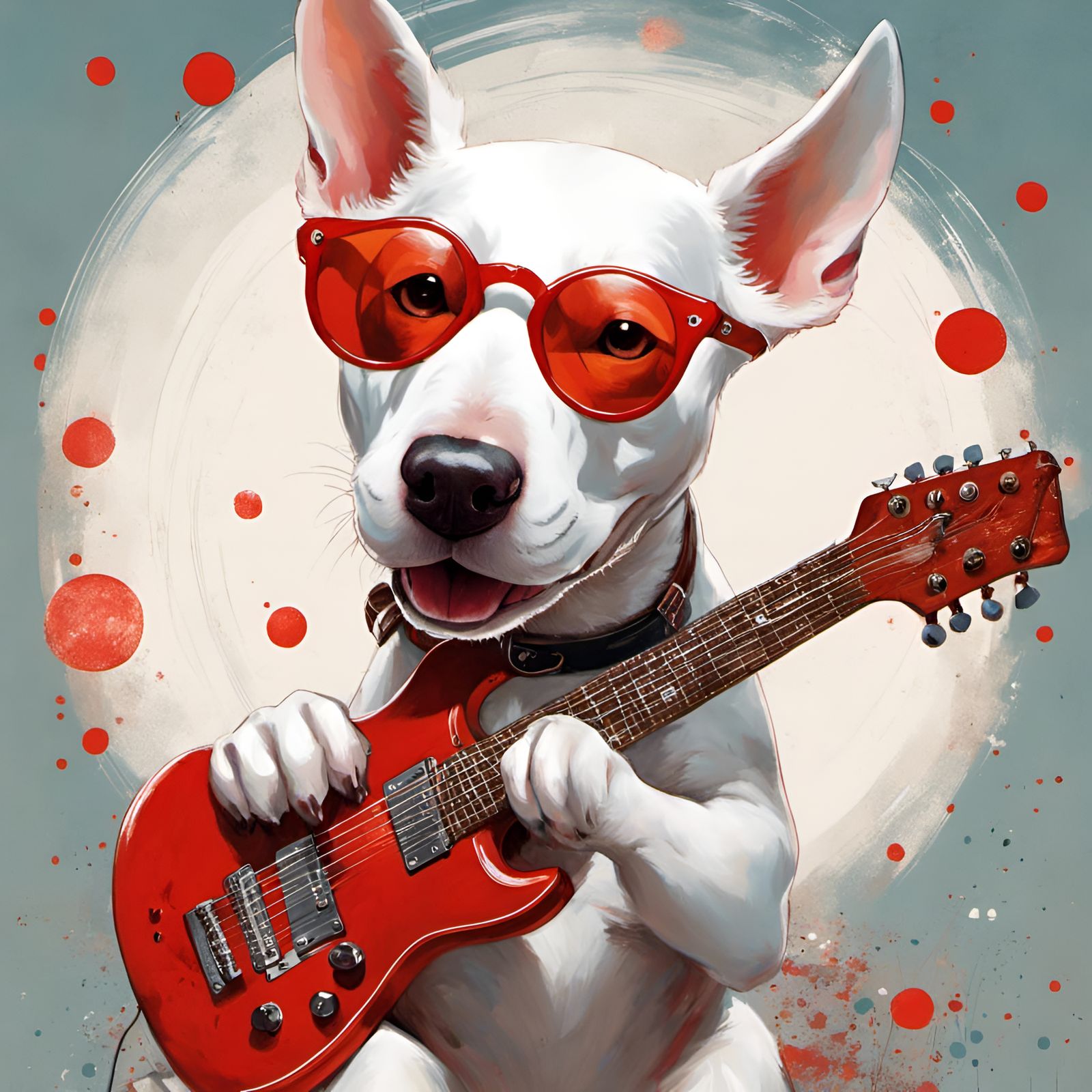 Bull Terrier Plays Guitar in Pixar Style