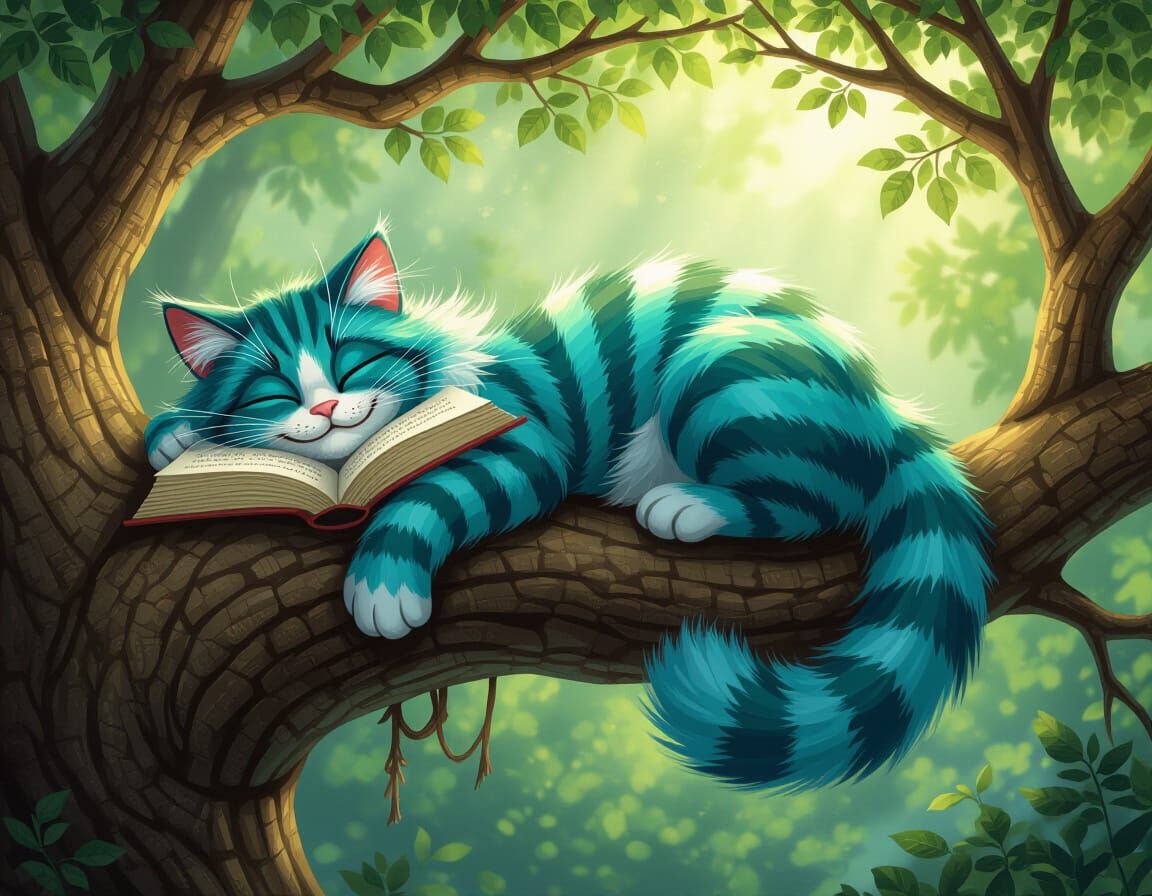 Alice in Wonderland on Cheshire Cat Tail