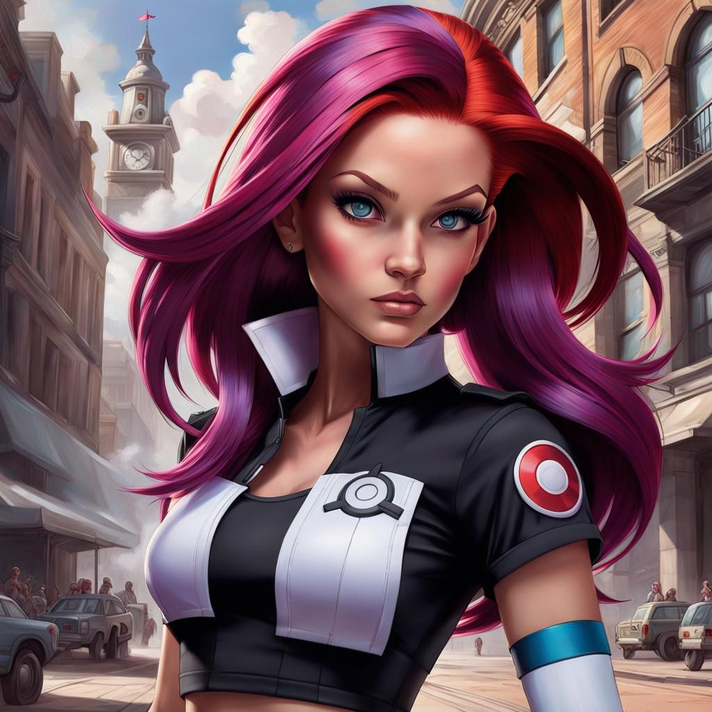 Jessie Pokémon Portrait in Hyperdetailed Digital Art