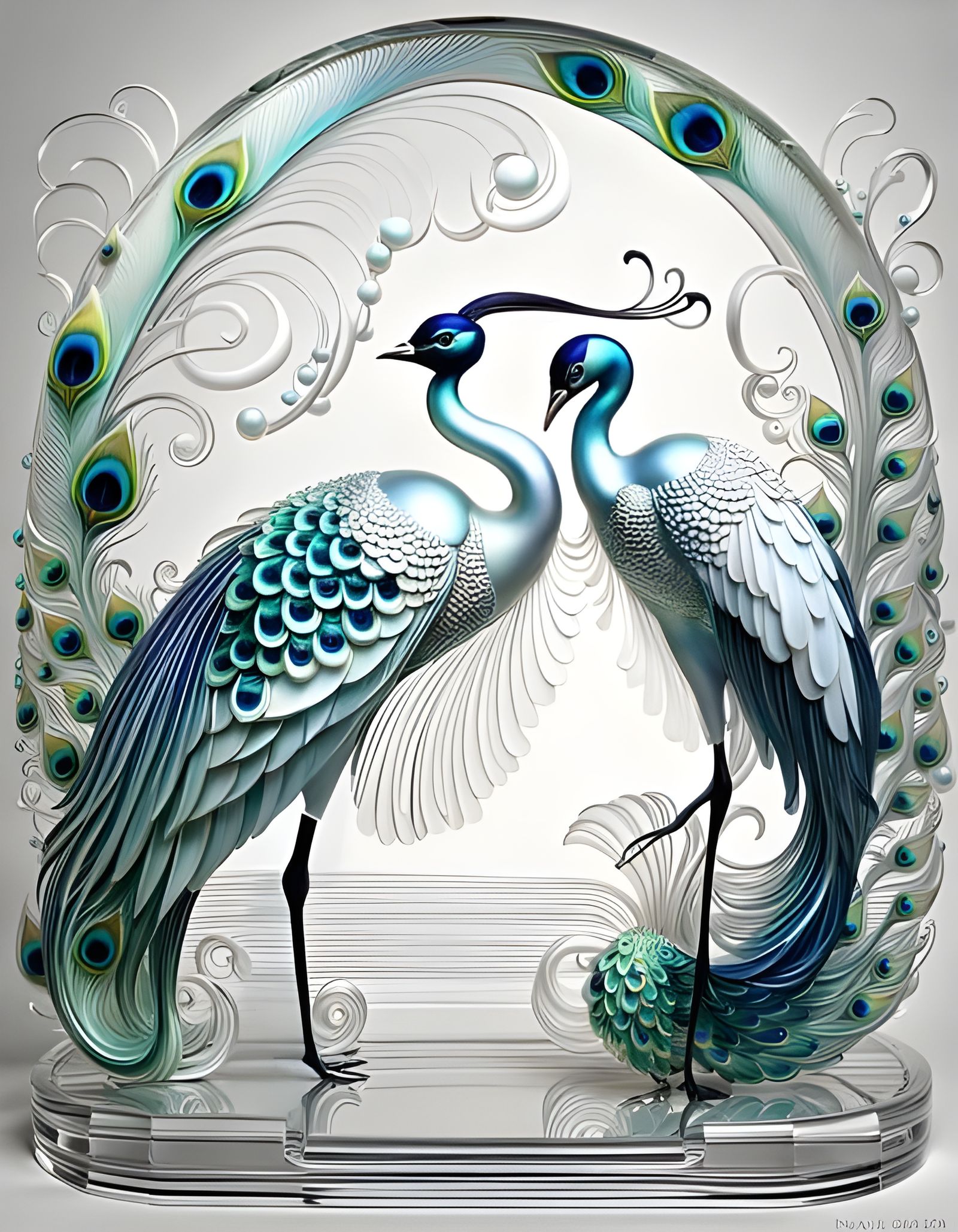 Beautiful Peacocks, each standing on one leg