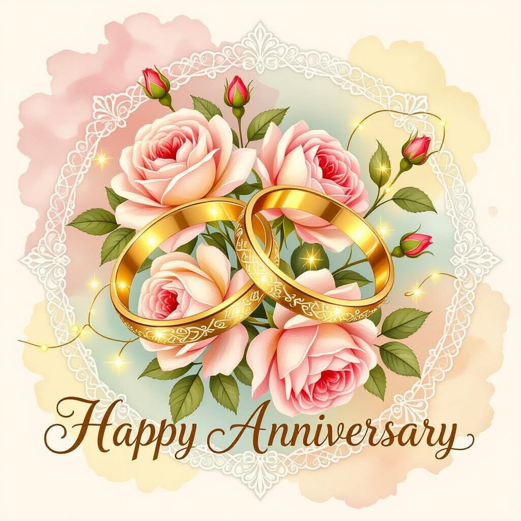 Romantic Anniversary Rings with Watercolor Roses