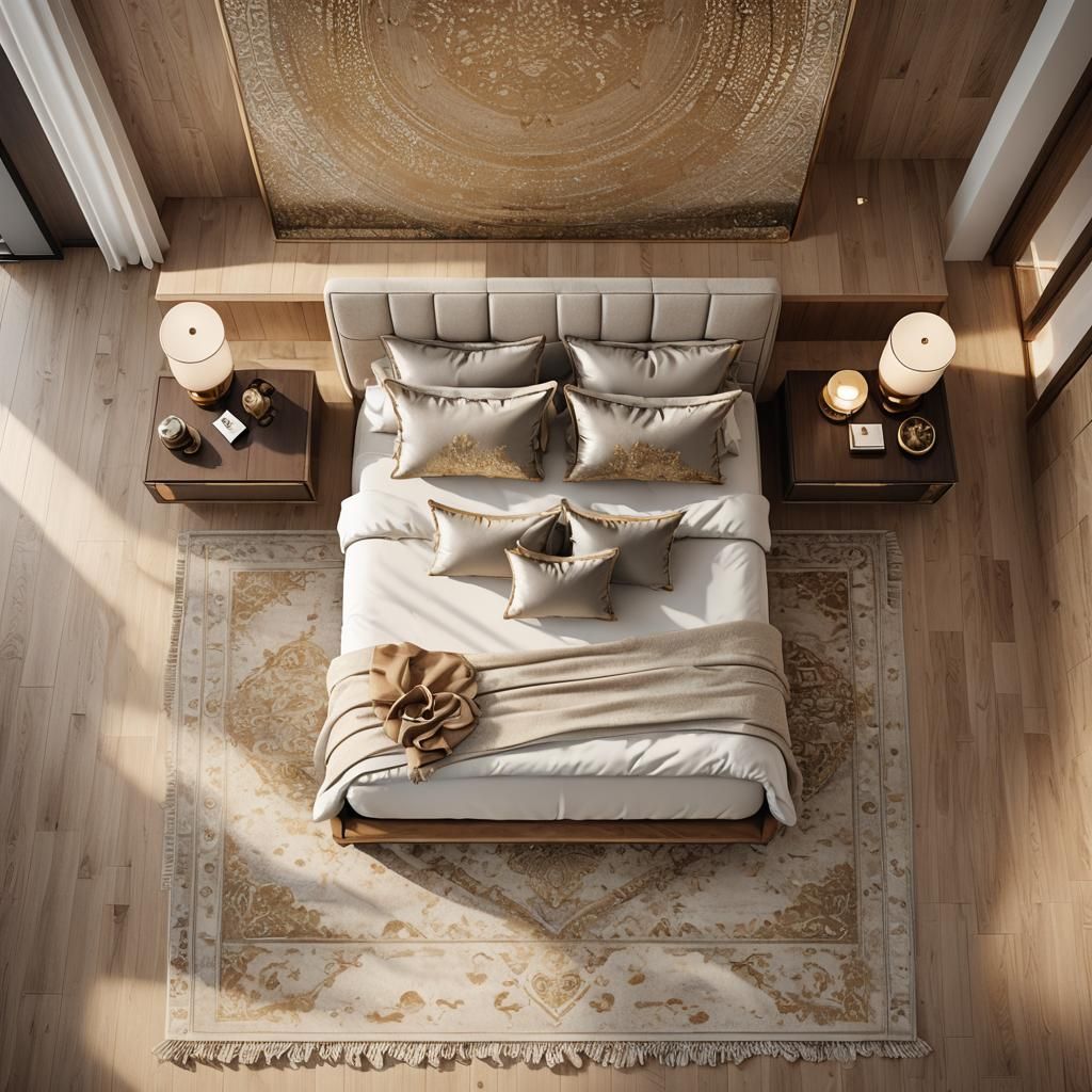 Luxurious Modern Bedroom Interior in Photorealistic Style