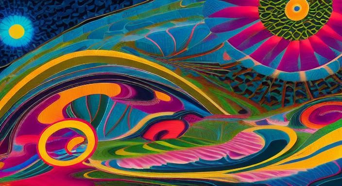 Kaleidoscopic Dreamscape in Low-Poly 3D