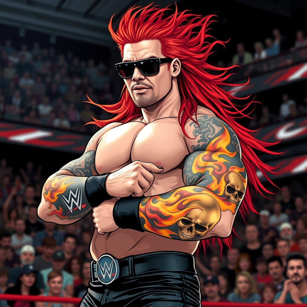 Red-Haired Wrestler in Dark, Gothic Style