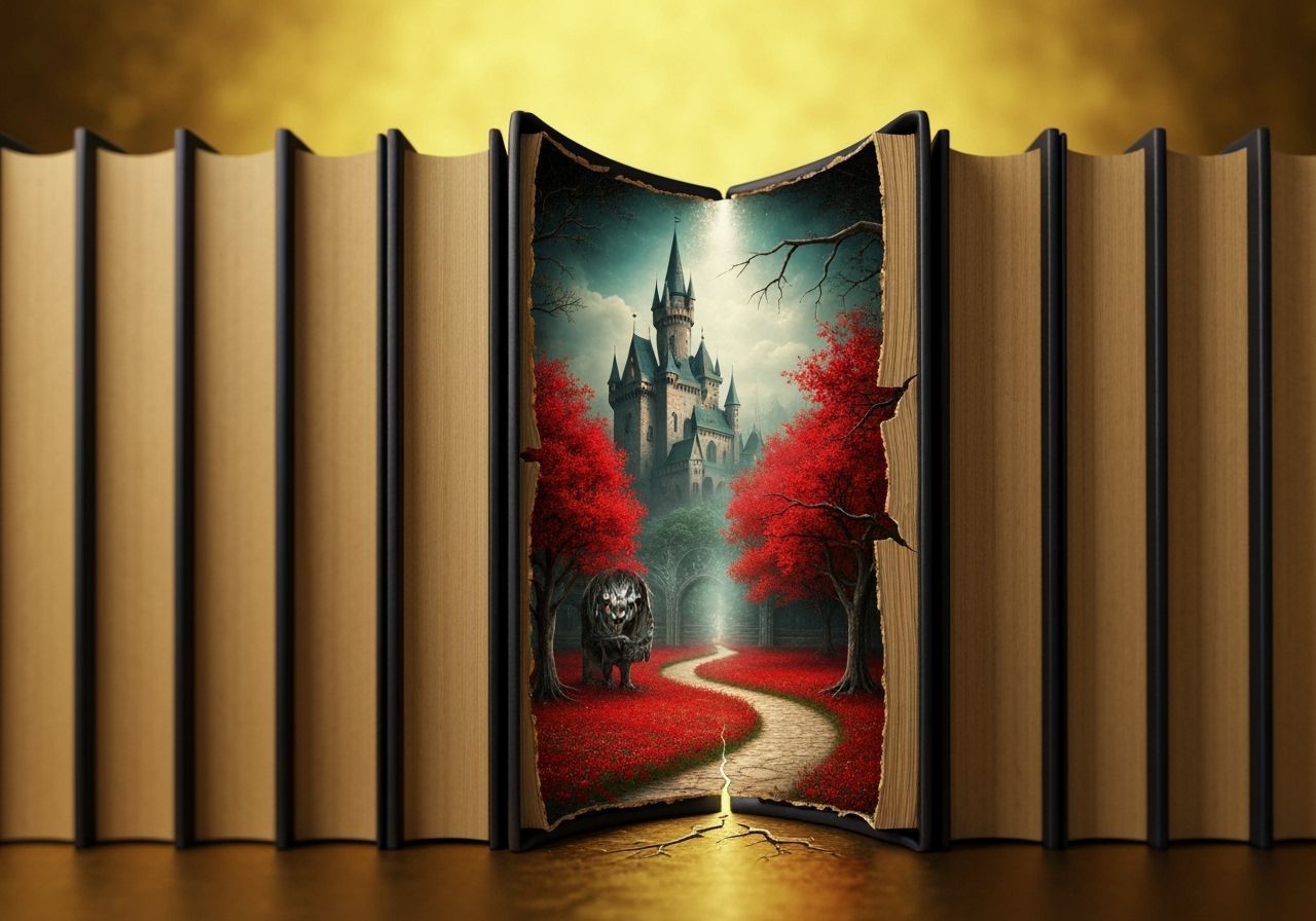 Fantasy Book Spine Reveals Microcosm as Digital Art