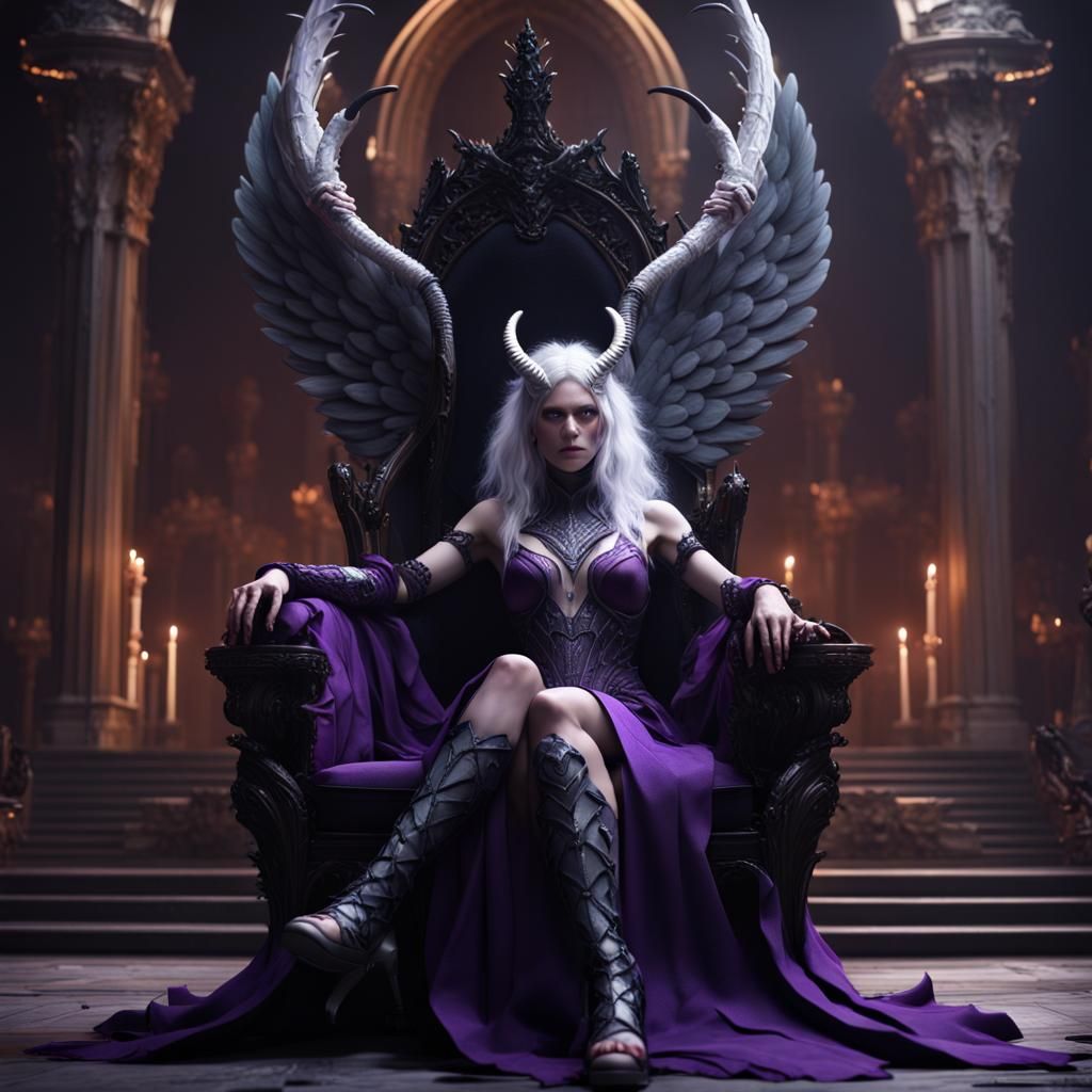 Fallen Angel on Throne: Fantasy Art