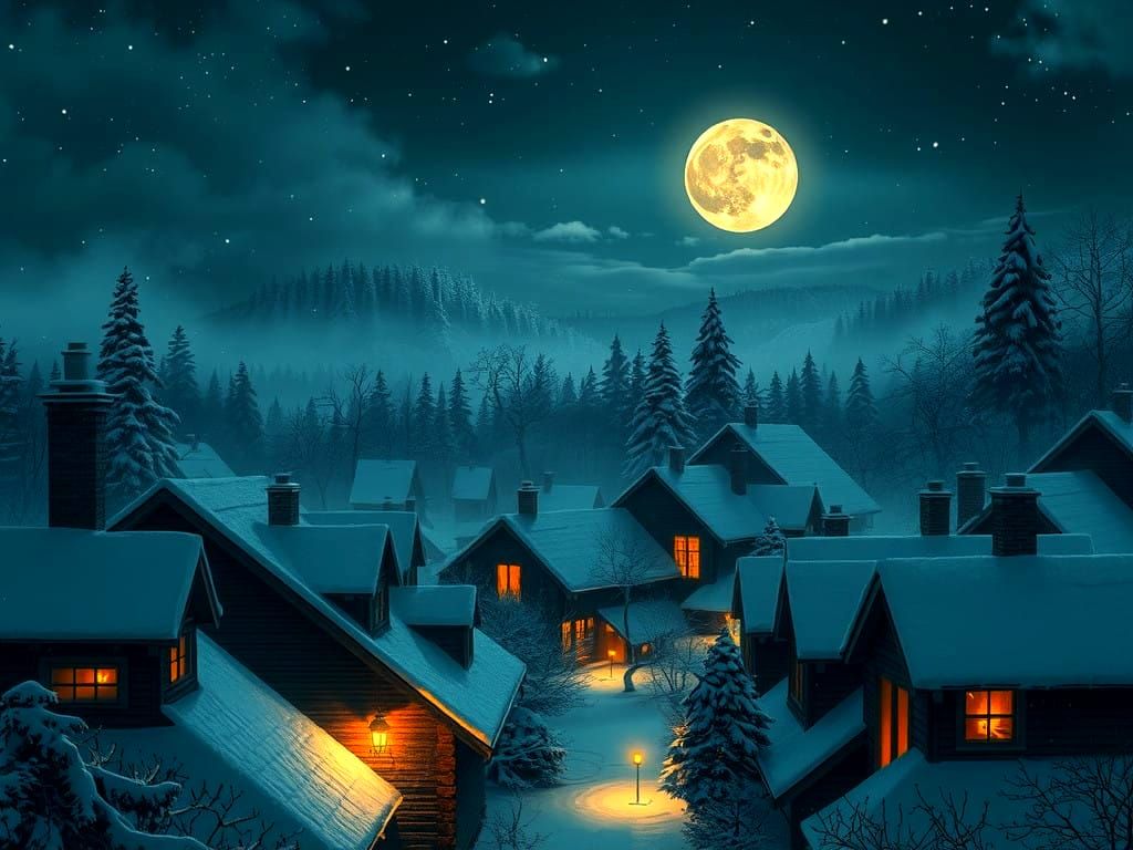 Midnight Christmas Eve Skyline Illuminated