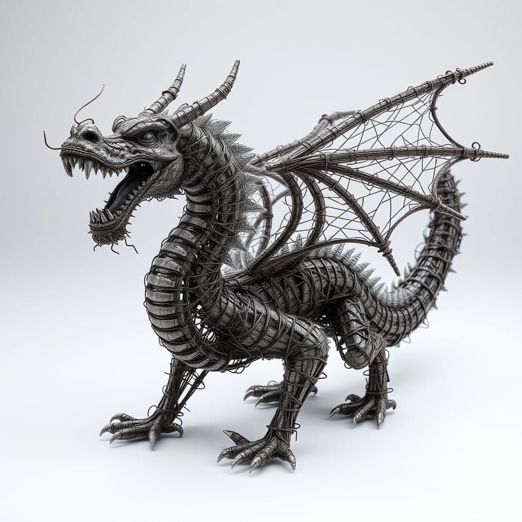 Barbed Wire Dragon Sculpture