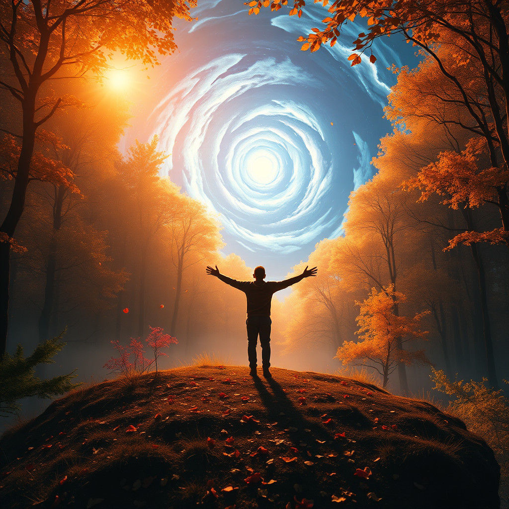 Mystical Forest Figure Beckons Flight, Matte Painting