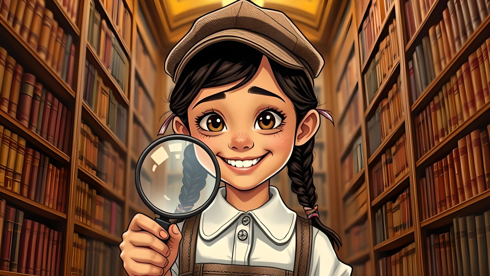 Little Girl Detective with Magnifying Glass