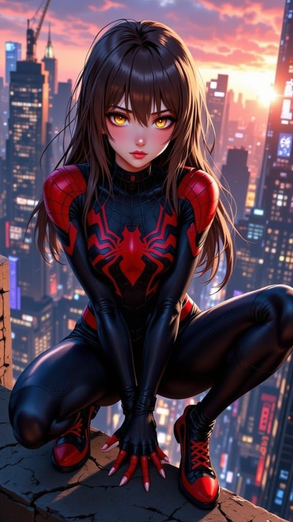 Spidergirl in Studio Trigger Anime Style