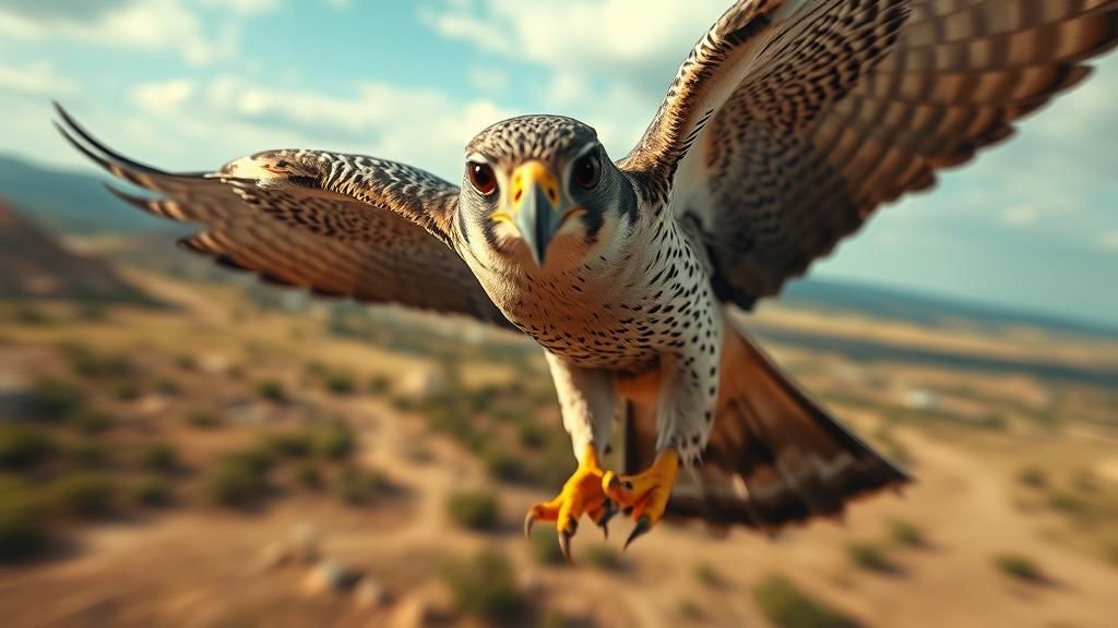 Falcon's Dramatic Dive: Cinematic Bird of Prey