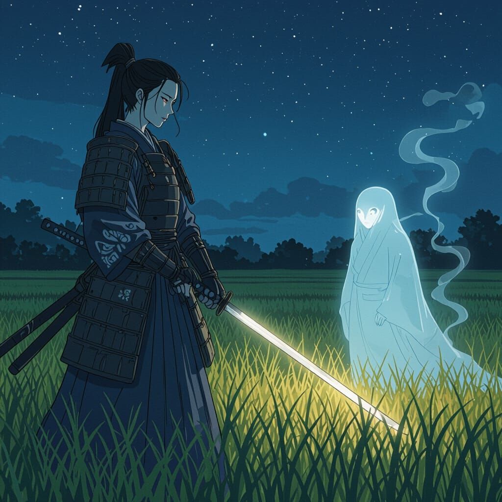 Ethereal Samurai with Glowing Katana