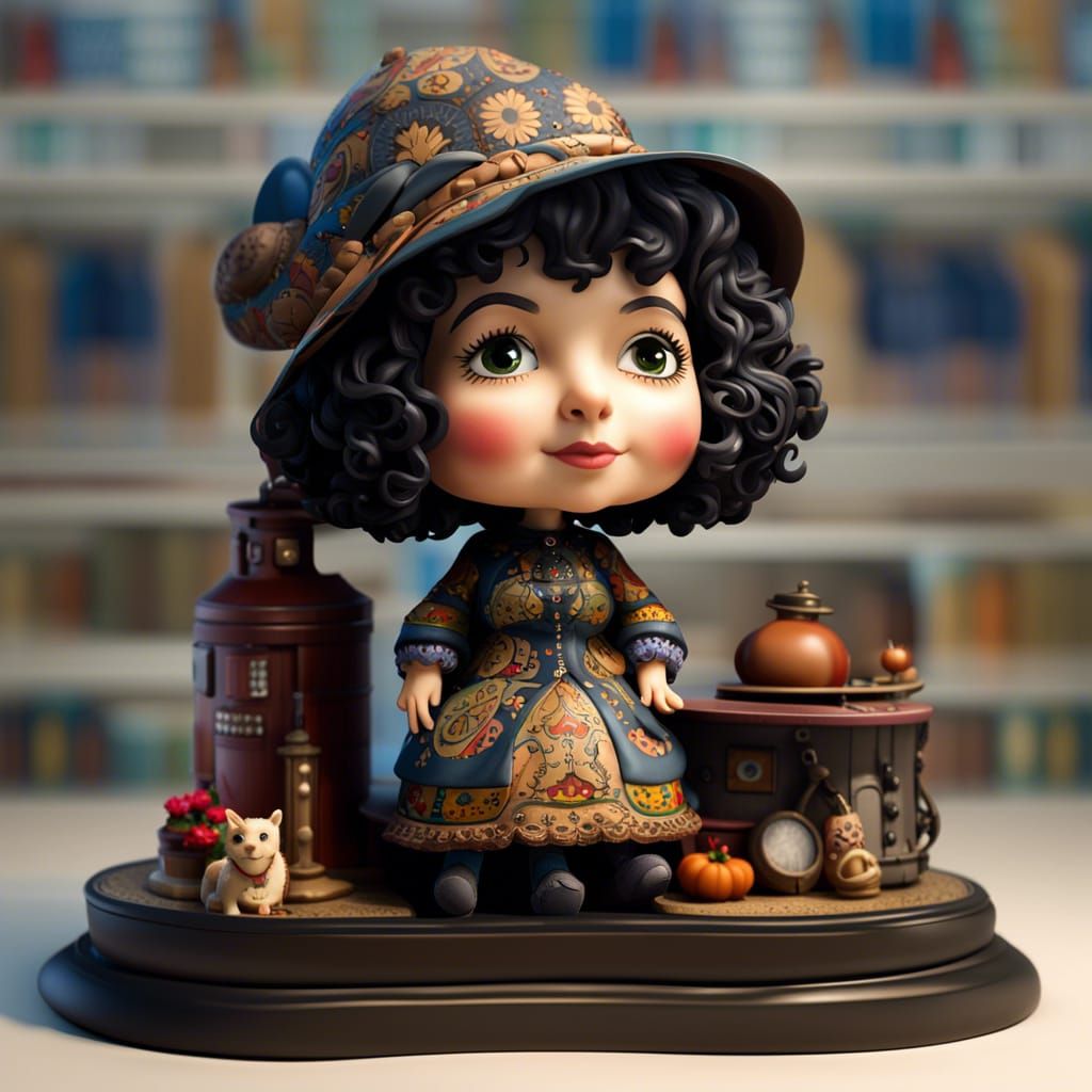 Mrs. Brown Bobblehead: Cartoon Style Digital Painting