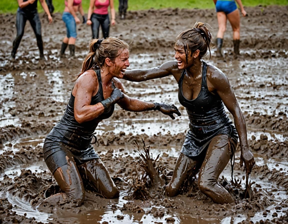 cat fight III - mud wrestling