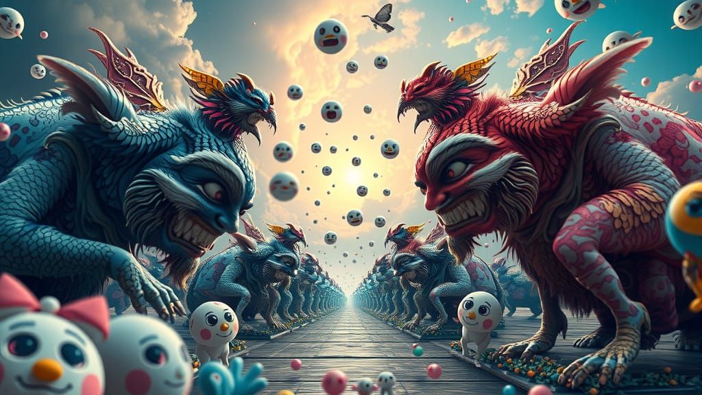 Surreal Optical Illusions and Quirky Creatures