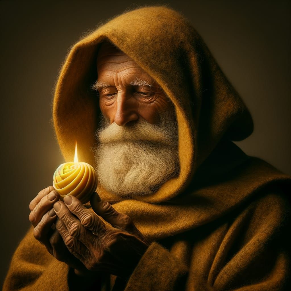 Italian Monk in Radiant Golden Hues