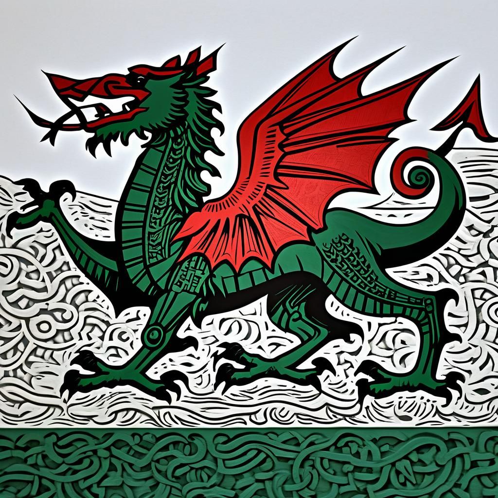 Welsh Flag 3D Screen Print Dragon