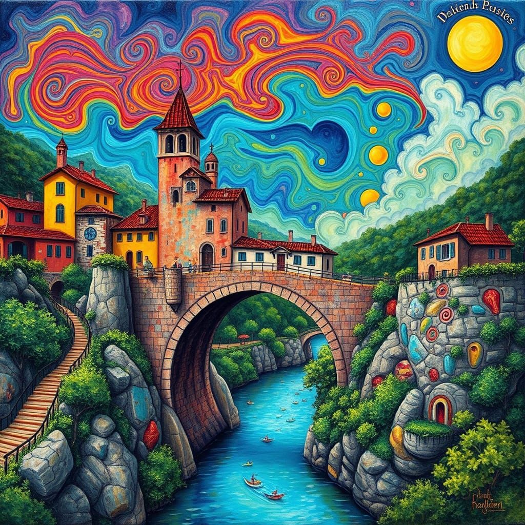 Whimsical Devil's Bridge in Borgo a Mozzano, Pop Surrealism ...