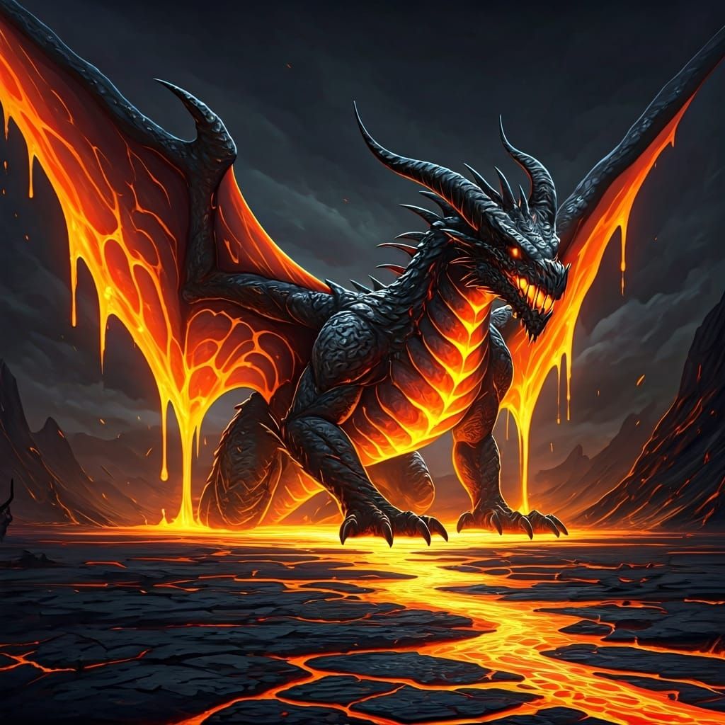Viscous Lava Dragon in Dystopian Ash-Steppe