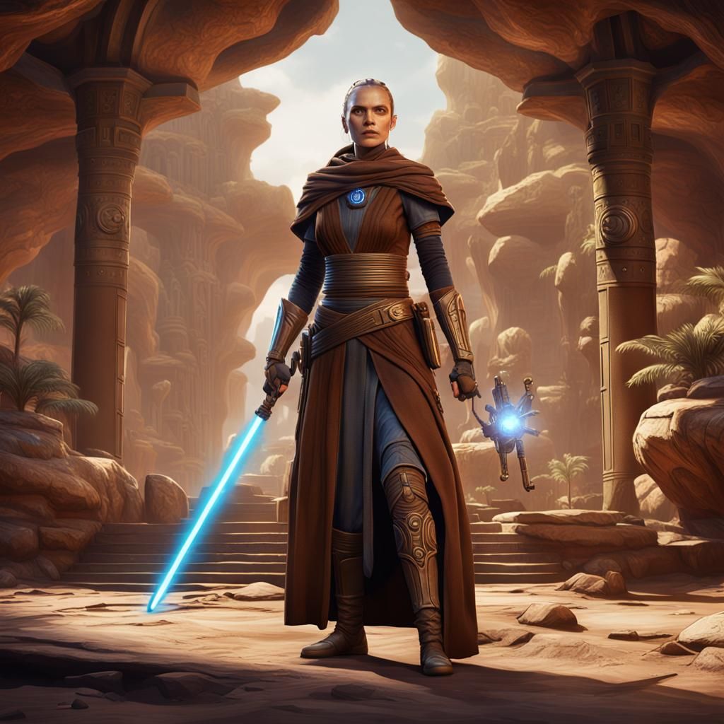 Female Pantoran Jedi in Detailed Matte Painting