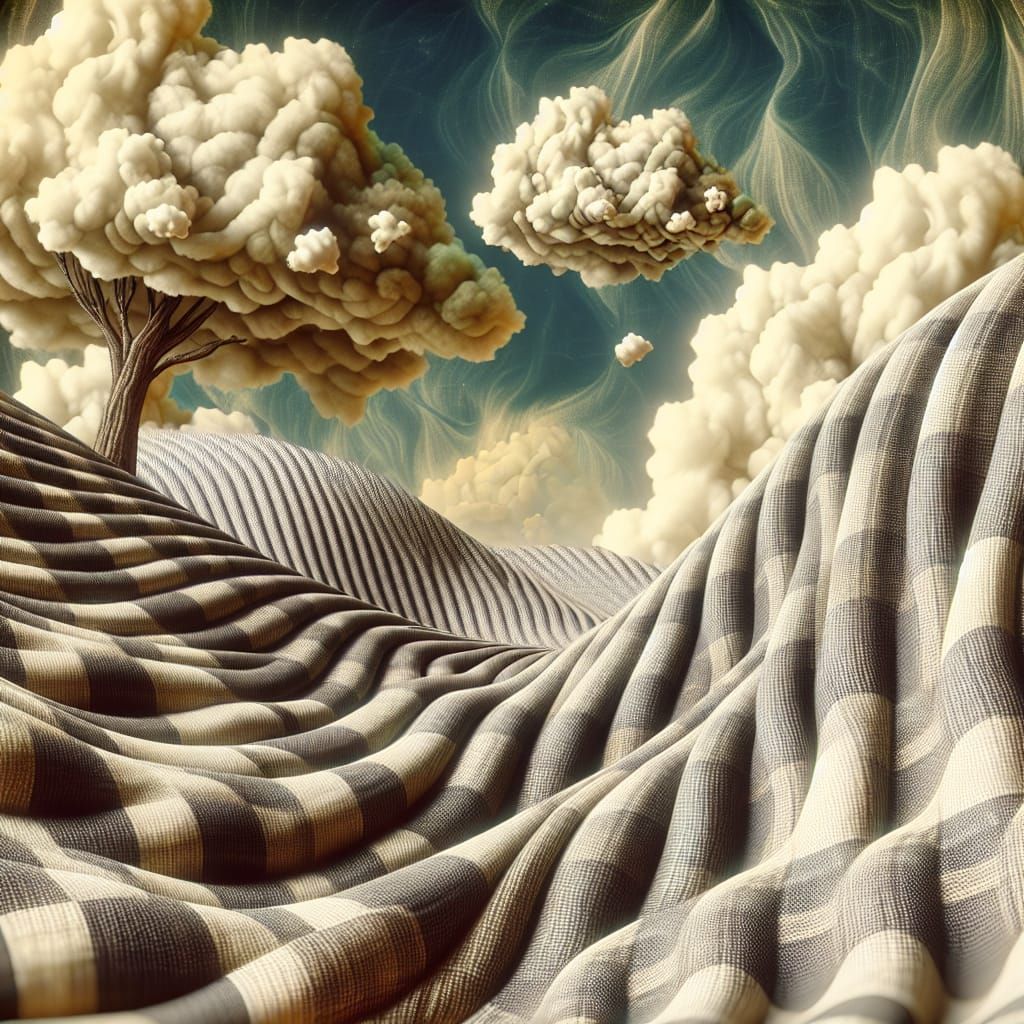 Gingham Dreamscape (Surrealism, Salvador Dalí-Inspired)