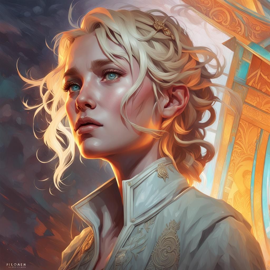 Blonde Woman Portrait in Hyperdetailed Digital Art