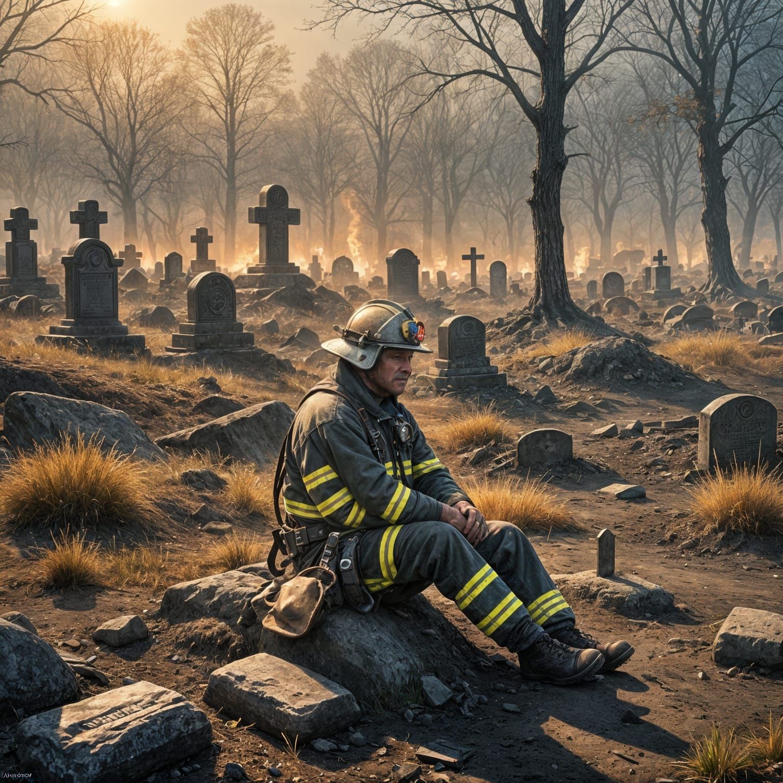 Firefighter Honored by Angels at Grave Site