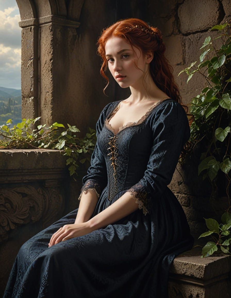 Baroque Portrait in Warm Watercolor Tones