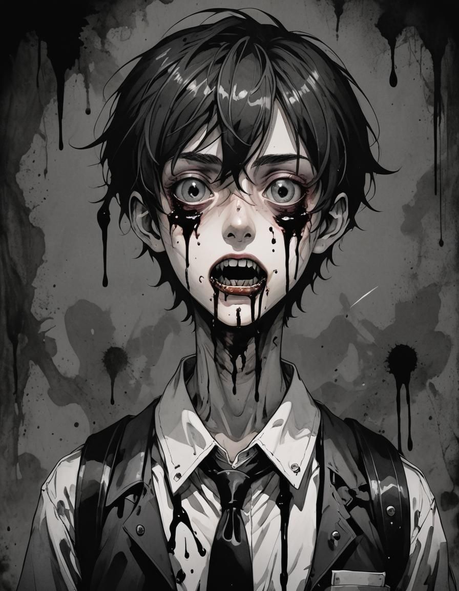 Unsettling Manga Image of Schoolboy with Slug