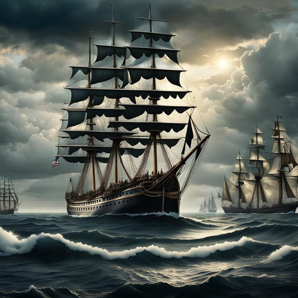 Sailing Ships of the 1800s: Digital Matte Painting