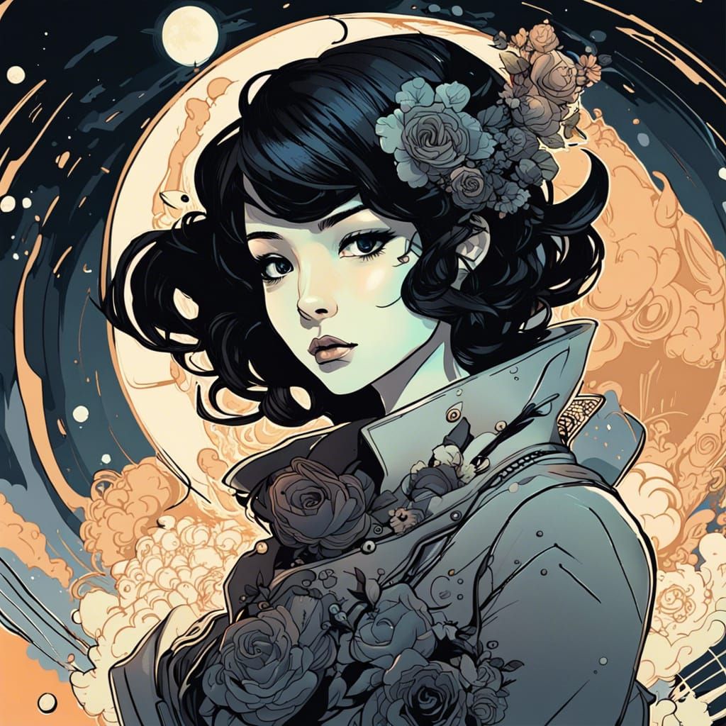 Elegant Portrait in Black, White, and Gold