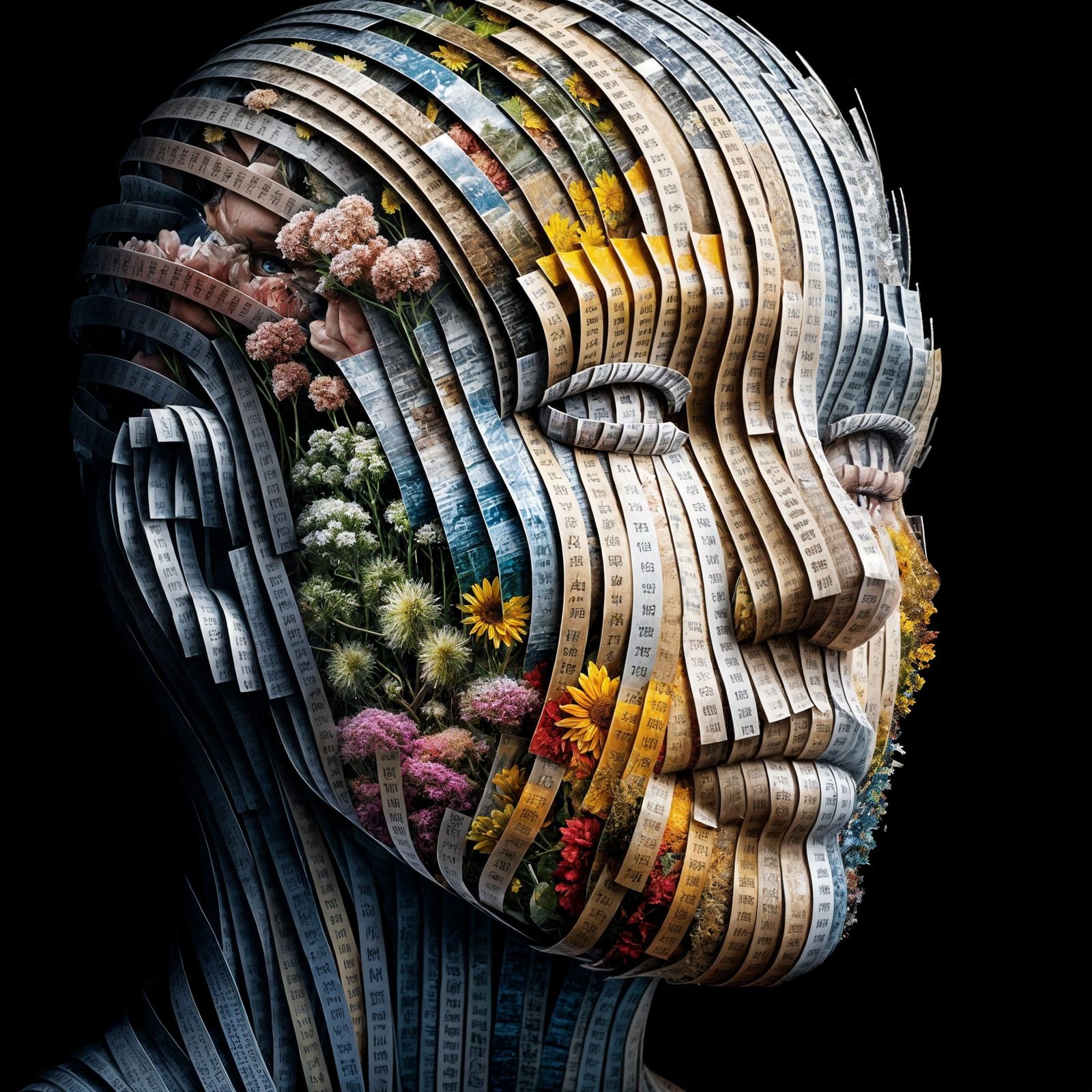 Hyperrealistic Seasonal Face in Double Exposure